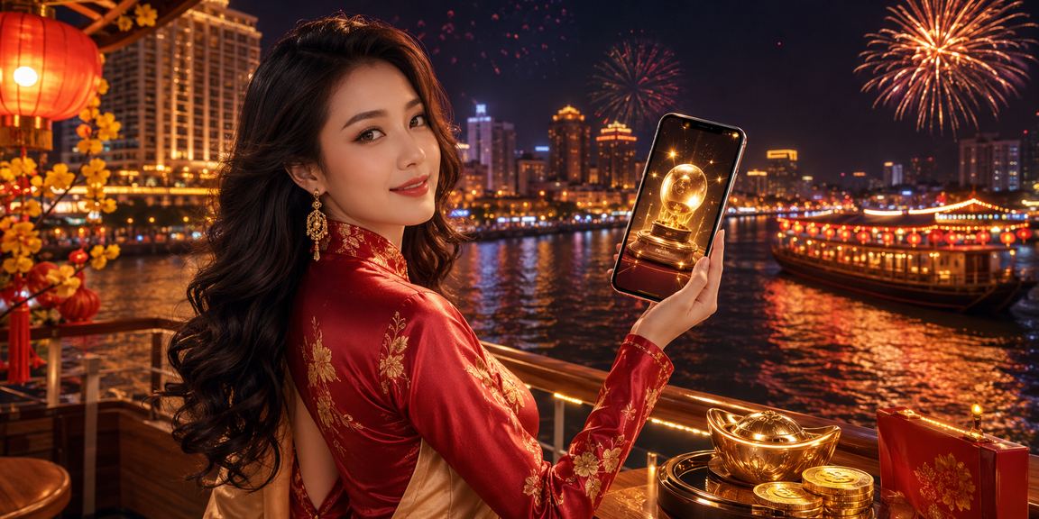 Người dùng chơi casino trực tuyến trên điện thoại di động tại vùng Mekong với trang phục áo dài